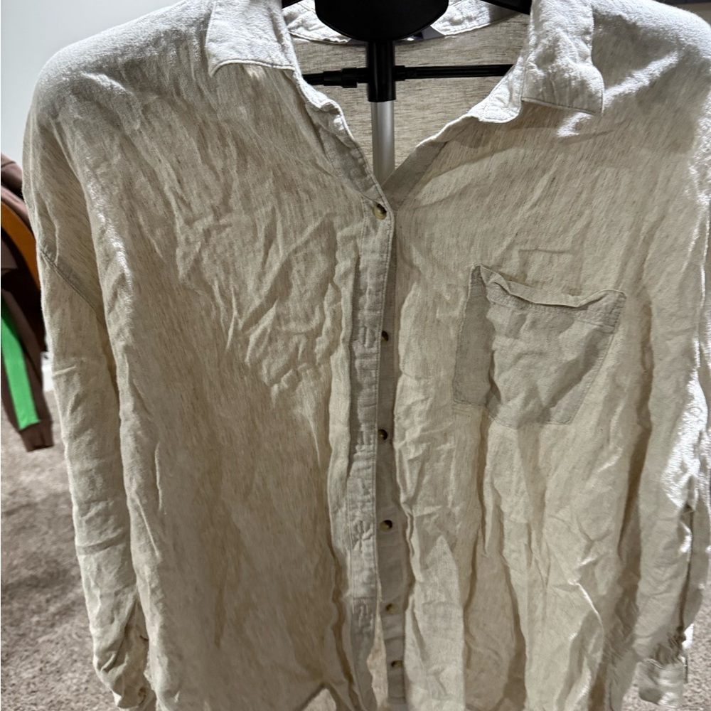 Casual Cream Button-Up Shirt